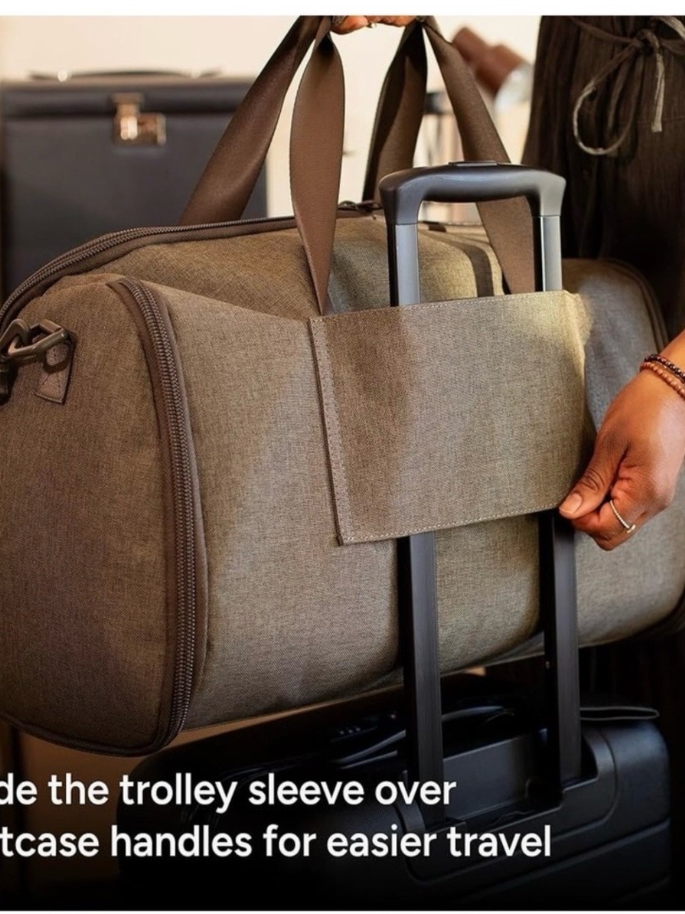 Halfday Convertible Garment Duffle Bag - Travel - Cream / Khaki - Picture 11 of 11